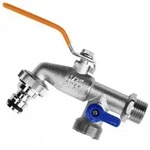 DUO Doppelanschlu&szlig; Kugelhahn Wasserhahn 3/4" AG mit 2x AG 1" Abgang BRADAS...