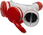 Dreifach-Steckdose Schuko IP44 3&times;2P+E 16A Grau-Rot 250V GN-X3/44S EXTREM...
