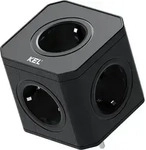 Kompakte Steckdosenadapter mit 5x 230V Schuko Steckdosen Schwarz W-00357
