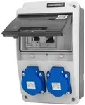 Baustromverteiler XS 2x230V 16A Leitungsschutzschalter Fehlerstromschutzschalter