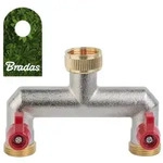 2-Wege Verteiler mit Absperrh&auml;hnen f&uuml;r Auslaufventile Messing 3/4" Bradas BR-3034