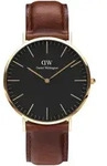 DANIEL WELLINGTON - CLASSIC ST MAWES gold-schwarz-braun-leather / 40mm