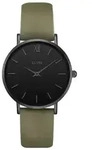 CLUSE - MINUIT - full black - olive green / 33 MM