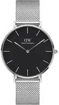 DANIEL WELLINGTON - PETITE STERLING silber-schwarz-mesh / 36mm