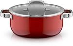 Fusiontec Mineral Pro, Bratentopf mit Deckel, 24 cm, Passion Red