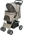 TRIXIE Buggy mit 4 R&auml;dern f&uuml;r Hunde bis 15 kg, taupe