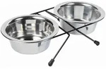 TRIXIE 24831, TRIXIE Napf-Set, Edelstahl / Metall, 2 x 0,45 l / &Oslash; 13 cm / 28 x 6 x