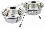TRIXIE Napf-Set, Klapperschutz, Edelstahl / Metall, 2 x 0,9 l / &Oslash; 16 cm / 35 x 8...