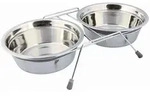 TRIXIE Napf-Set, Klapperschutz, Edelstahl / Metall, 2 x 1,5 l / &Oslash; 21 cm / 44 x...