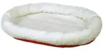 TRIXIE Bett, rund, 47 x 38 cm, wollwei&szlig; / rot