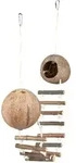 TRIXIE 2 Kokosnussh&auml;user mit H&auml;ngebr&uuml;cke, M&auml;use, &Oslash; 13 x 100 cm