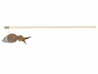 TRIXIE Spielangel Maus mit Federn, Holz / Jute / Canvas, 50 cm