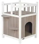 TRIXIE 44093, TRIXIE natura Cat's Home mit Balkon, 45 x 65 x 45 cm, grau / wei&szlig;