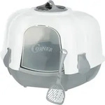 TRIXIE Ecktoilette Maro, mit Haube, 60 x 43 x 52 cm, hellgrau / granit