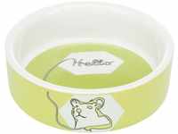 TRIXIE 60734, TRIXIE Napf, Comic-Hamster Hello, Keramik, 90 ml / Ø 8 cm