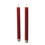 LED Stabkerzen Tafelkerzen Spitzkerzen Echtwachs Rustik Optik H: 24,5cm rot 2St