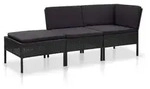 vidaXL 3-tlg. Garten-Lounge-Set mit Auflagen Poly Rattan Schwarz