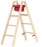 Hymer Holz-Stufenstehleiter, beidseitig begehbar, 2x4 Stufen, L&auml;nge 1,24 m