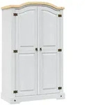 vidaXL Kleiderschrank Mexiko-Stil Kiefernholz 2 T&uuml;ren Wei&szlig;