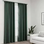 vidaXL Verdunkelungsvorh&auml;nge Haken Leinenoptik 2 Stk. Gr&uuml;n 140x225 cm