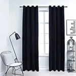 vidaXL Verdunkelungsvorh&auml;nge mit &Ouml;sen 2 Stk. Samt Schwarz 140x175 cm