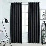 vidaXL Verdunkelungsvorh&auml;nge mit Haken 2 Stk. Schwarz 140x245cm