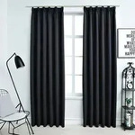vidaXL Verdunkelungsvorh&auml;nge mit Haken 2 Stk. Schwarz 140x175cm