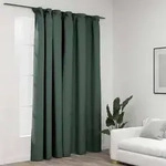 vidaXL Verdunkelungsvorhang mit Haken Leinenoptik Gr&uuml;n 290x245 cm