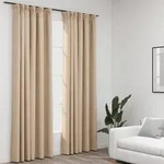 vidaXL Verdunkelungsvorh&auml;nge Haken Leinenoptik 2 Stk. Beige 140x245 cm