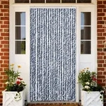 vidaXL Insektenschutz-Vorhang Blau, Wei&szlig; und Silbern 90x220cm Chenille