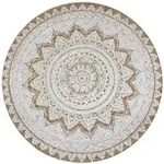 vidaXL Teppich Jute Geflochten Bedruckt 90 cm Rund