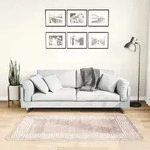 vidaXL Teppich Waschbar 80x150 cm Beige Rutschfest
