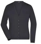 Ladies' V-Neck Cardigan Klassische Baumwoll-Strickjacke schwarz, Gr. XS
