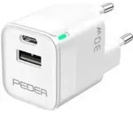PEDEA Dual Mini Reiselader 30W, Drinnen, AC, Wei&szlig;