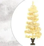 vidaXL Spiral-Weihnachtsbaum mit Beleuchtung und Topf Wei&szlig; 120 cm