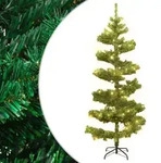 vidaXL Spiral-Weihnachtsbaum mit Beleuchtung und St&auml;nder Gr&uuml;n 150 cm