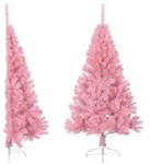 vidaXL K&uuml;nstlicher Halb-Weihnachtsbaum mit St&auml;nder Rosa 120 cm PVC