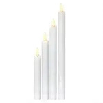 LED Stabkerzen 3D Flamme Echtwachs warmwei&szlig;e LED 4 Gr&ouml;&szlig;en Timer wei&szlig; 4er Set