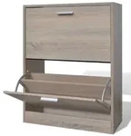 vidaXL Schuhschrank Holz in Eichen-Optik mit 2 Schuhkippern