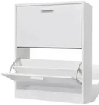 Wei&szlig;er Holz-Schuhschrank mit 2 Schuhkippern