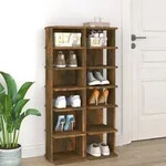 vidaXL Schuhregale 2 Stk. R&auml;uchereiche 27,5x27x102 cm Holzwerkstoff