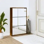 vidaXL Schuhschrank mit Spiegel 3 F&auml;cher R&auml;uchereiche 63x17x102,5 cm