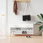 vidaXL Schuhbank Wei&szlig; 102x35x55 cm Holzwerkstoff
