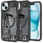 Spigen Ultra Hybrid Mag Case MagSafe iPhone 15 Plus &ndash; Dunkelgrau Zero One Pattern