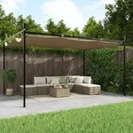 vidaXL Pergola mit Schiebedach Taupe 395x292x230 cm