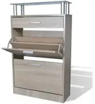 vidaXL Schuhschrank mit Schubfach & oberes Glasregal Holz Eichenoptik
