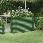 vidaXL Hochbeet Pulverbeschichteter Stahl 114x40x68 cm Gr&uuml;n