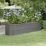 vidaXL Hochbeet Pulverbeschichteter Stahl 296x80x68 cm Grau