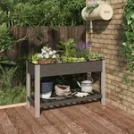 vidaXL Garten-Hochbeet mit Ablage Grau 120x50x75 cm WPC