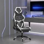 vidaXL Gaming-Stuhl mit Massage & Fu&szlig;st&uuml;tze Schwarz & Wei&szlig; Kunstleder